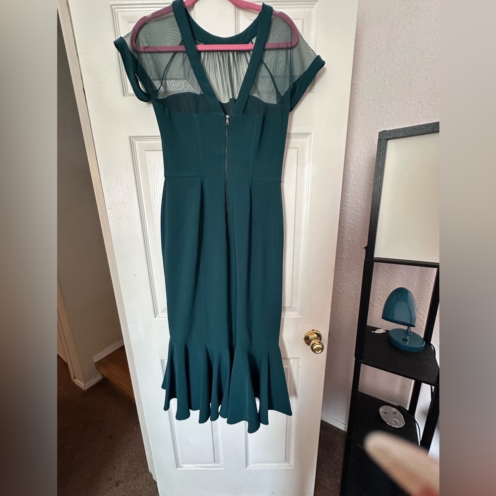 Maggy London Green Asymmetrical A-line Cocktail Dress